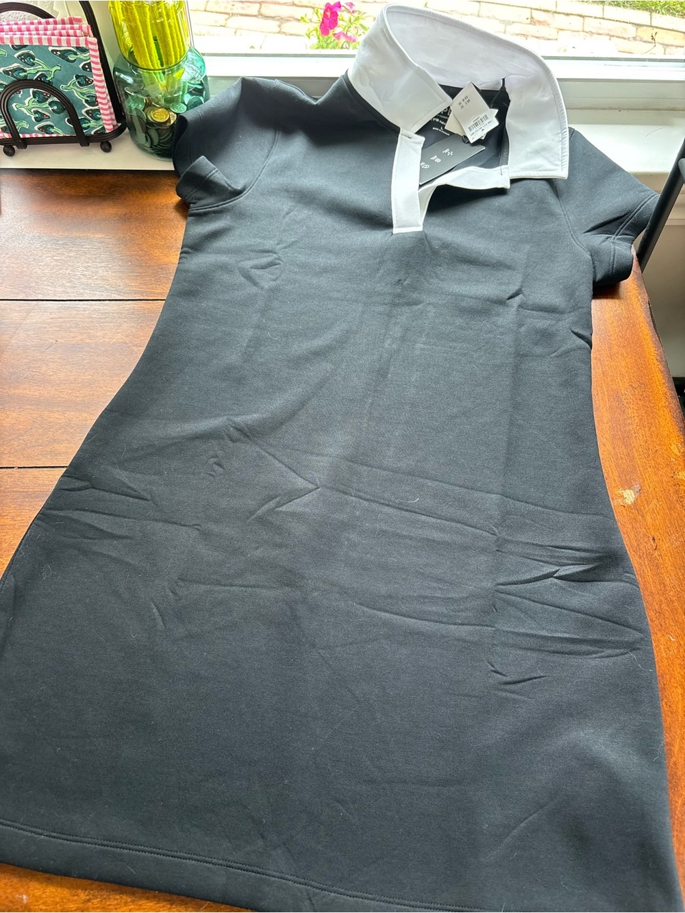 Black Polo Dress with White Collar